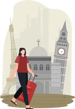 Tourist Travelling  Illustration