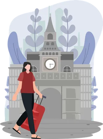 Tourist Travelling  Illustration