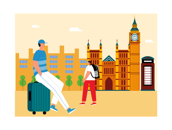 Tourist travelling in London  Illustration