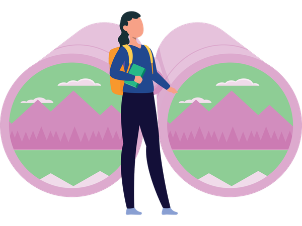 Tourist using binoculars  Illustration