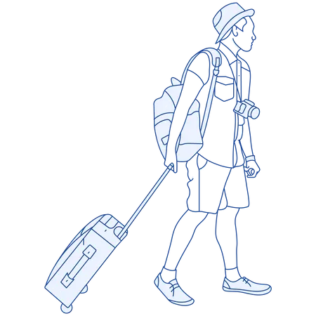 Tourist walking with bags Illustration