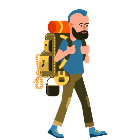 Tourist With Backpack  Illustration