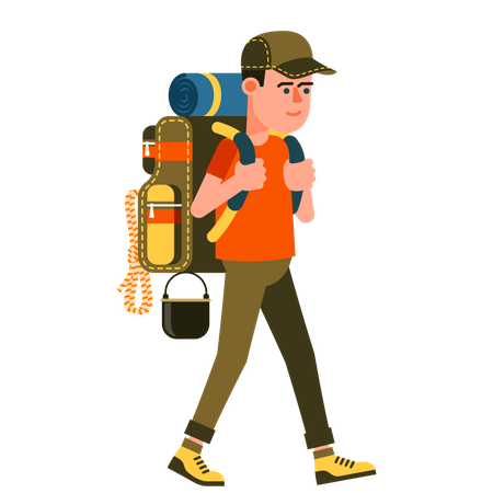 Tourist With Backpack Illustration