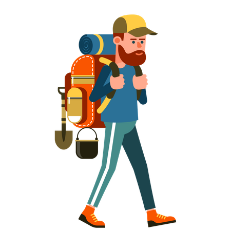 Tourist With Backpack  Illustration