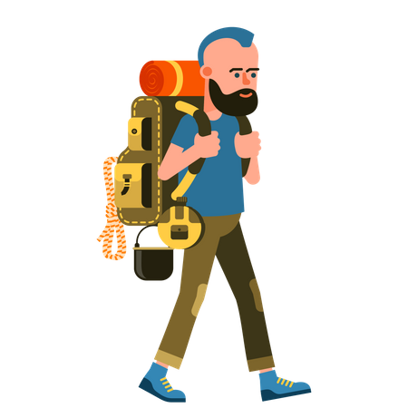 Tourist With Backpack  Illustration