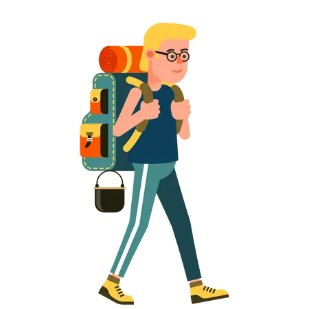 Tourist With Backpack  Illustration