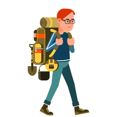 Tourist With Backpack  Illustration