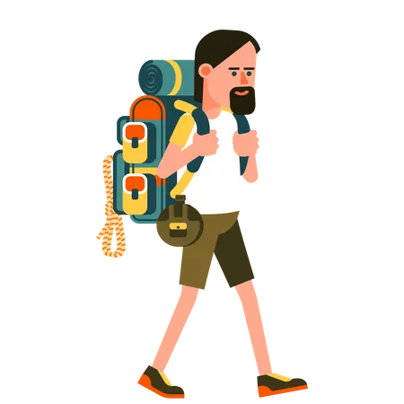 Tourist With Backpack  Illustration