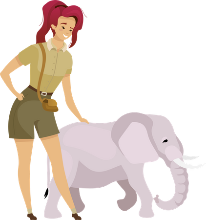 Tourist with elephant  Illustration