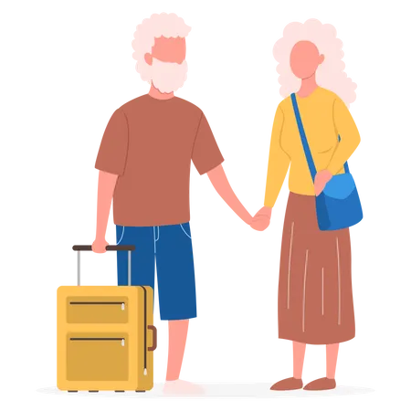 Tourist with luggage and handbag.  Illustration