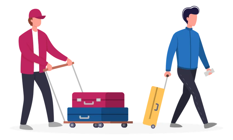 Tourist with luggage and handbag Illustration