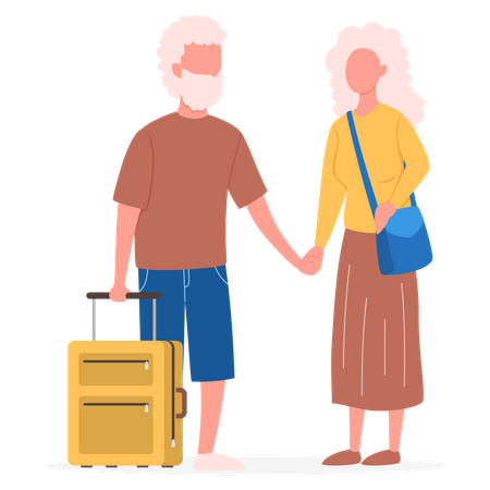 Tourist with luggage and handbag.  Illustration