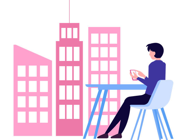 Tourist work from vacation  Illustration