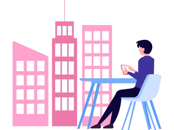Tourist work from vacation  Illustration