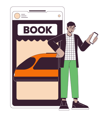 Touriste achetant des billets dans le train  Illustration