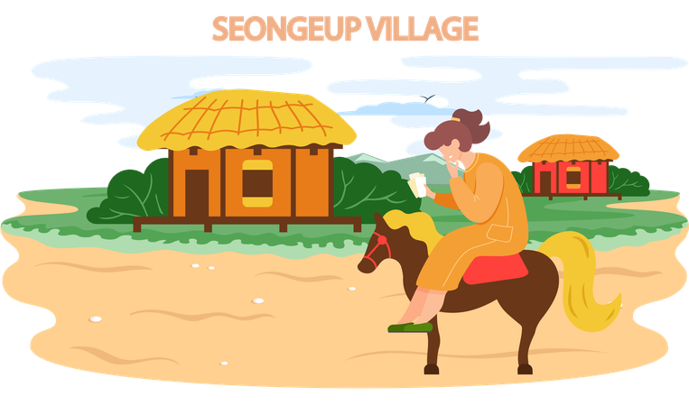 Un touriste vient du village de Seongeup  Illustration