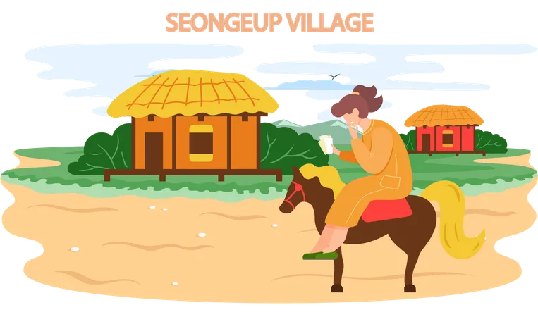 Un touriste vient du village de Seongeup  Illustration