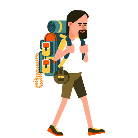 Touriste avec sac à dos  Illustration