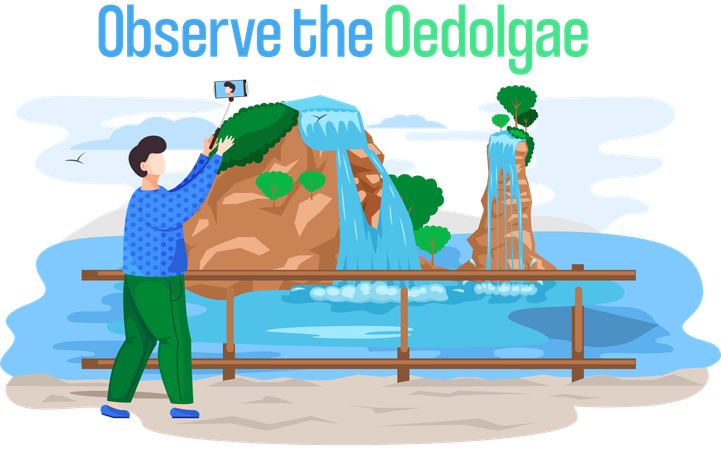 Touriste en voyage pour observer les Oedolgae  Illustration