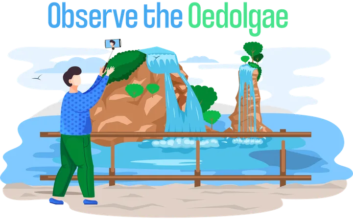 Touriste en voyage pour observer les Oedolgae  Illustration