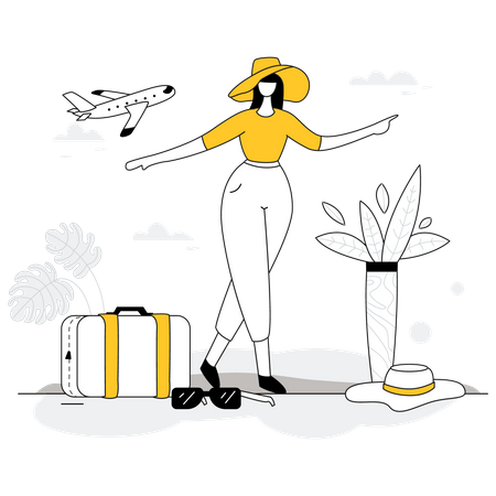 Fille touristique appréciant le voyage  Illustration