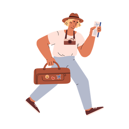 Touriste masculin avec bagages  Illustration