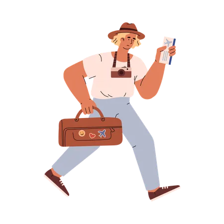 Touriste masculin avec bagages  Illustration