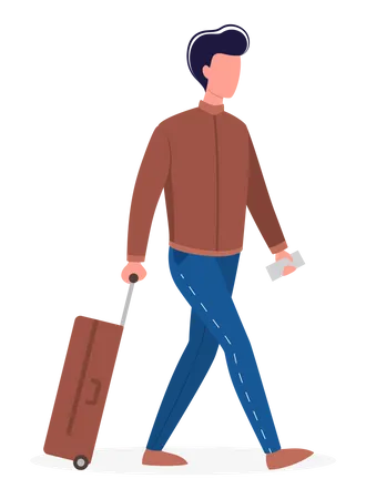 Touriste masculin avec bagages  Illustration