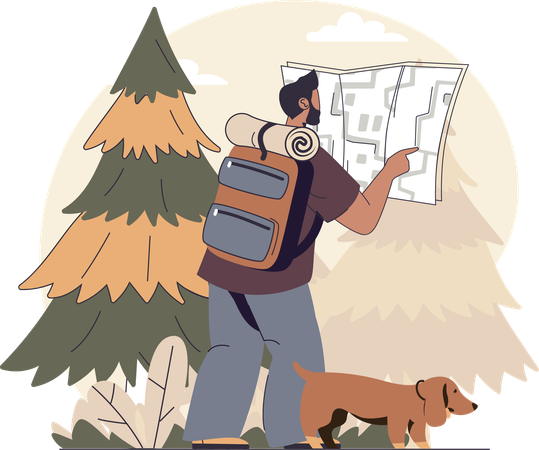 Emplacement du camp de recherche touristique  Illustration