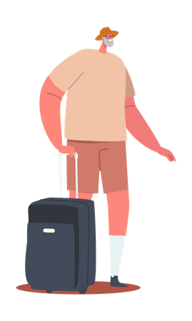 Touriste senior avec valise  Illustration