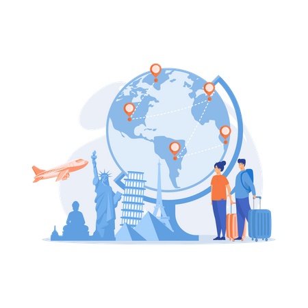 Touristen besuchen Europa  Illustration