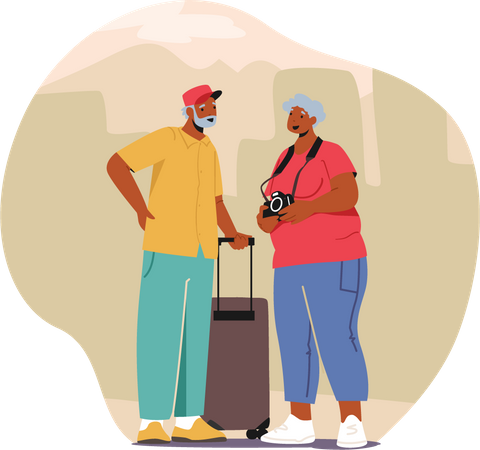 Touristes seniors en voyage  Illustration