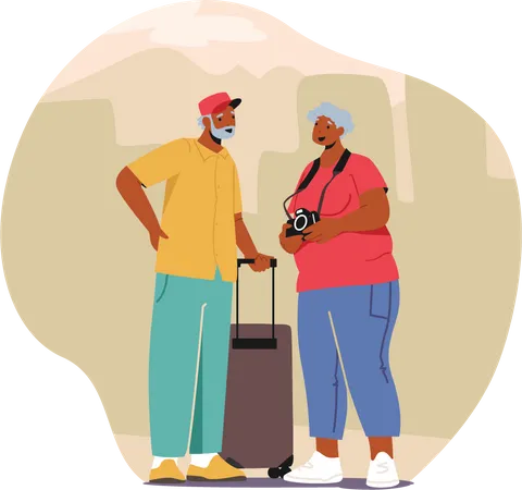 Touristes seniors en voyage  Illustration
