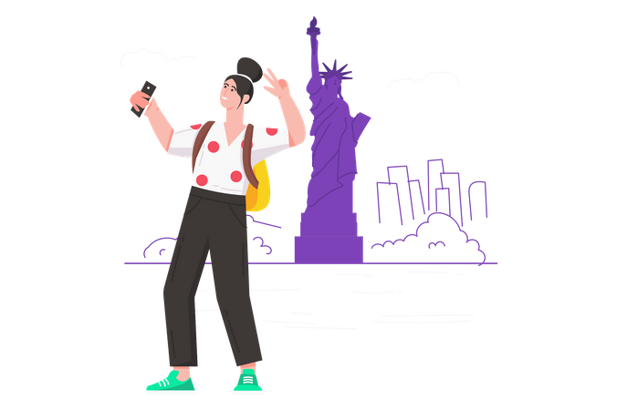 Touristin macht Selfie  Illustration