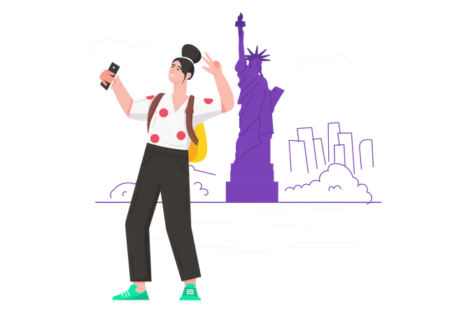 Touristin macht Selfie  Illustration