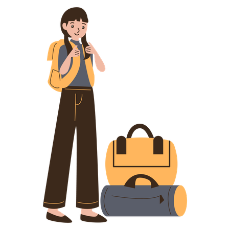 Tourists Bring Equipment  Illustration