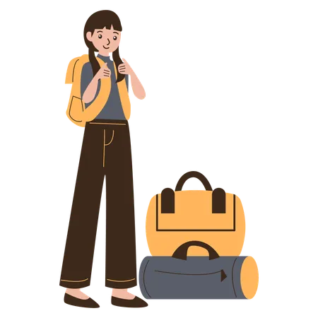 Tourists Bring Equipment  Illustration