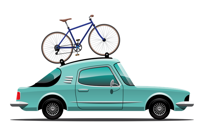 Tourists carry bicycles on cars  Illustration