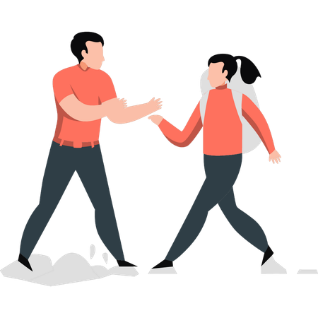 Tourists fighting each other  Illustration