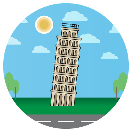 Tower Pisa Italy  Illustration