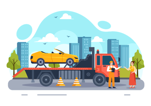 Towing Car service  Illustration