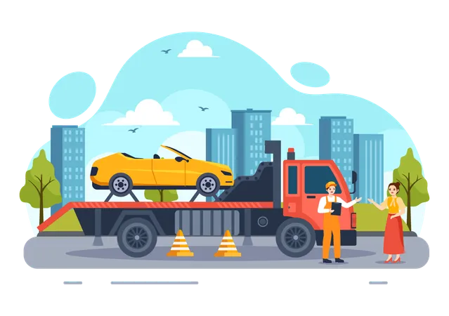 Towing Car service  Illustration