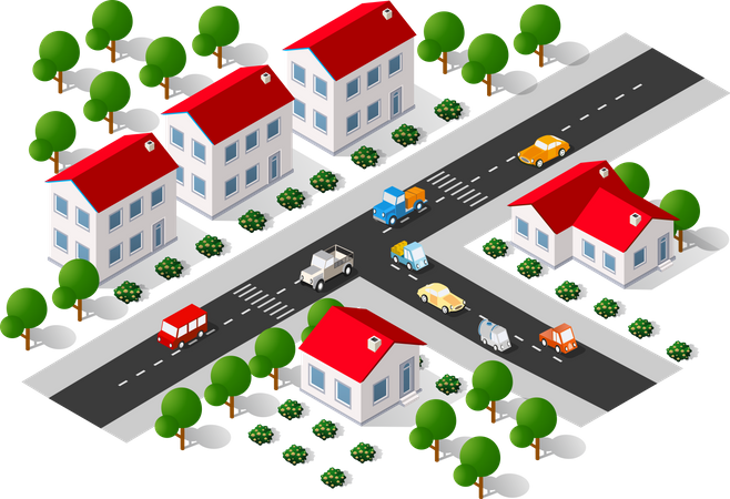 Town junction Illustration