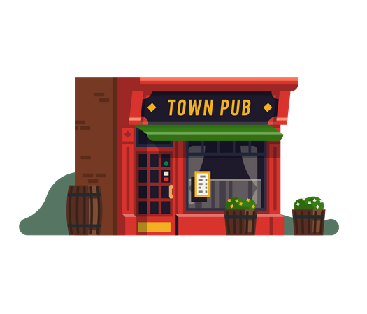 Town pub or restaurant  Illustration