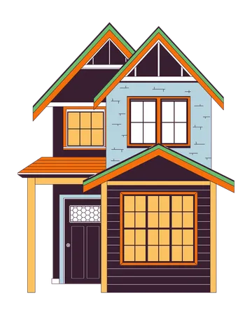 Townhouse House 2 D Linear Cartoon Object Contemporary Townhome Housing Estate Living Building Isolated Line Vector Element White Background Property Exterior Color Flat Spot Illustration Illustration