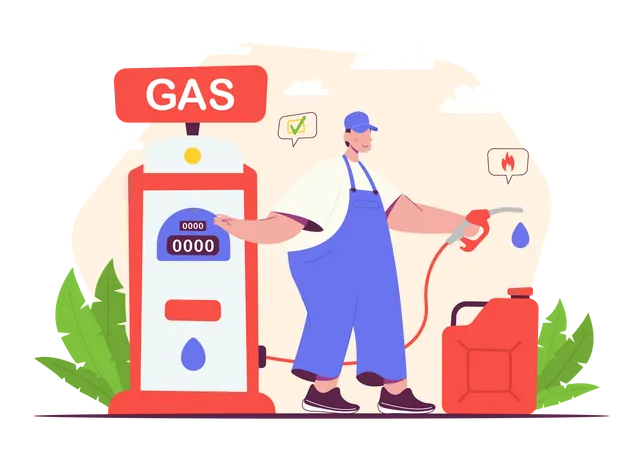 Trabajador de gasolinera  Ilustración
