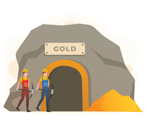 Trabajador minero de oro  Ilustración