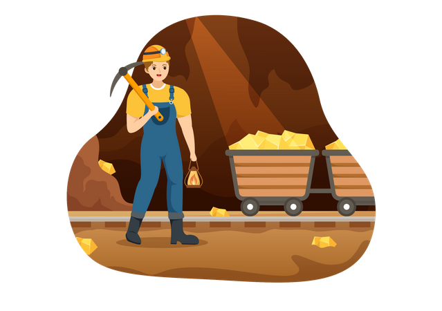 Trabajador minero de oro  Ilustración