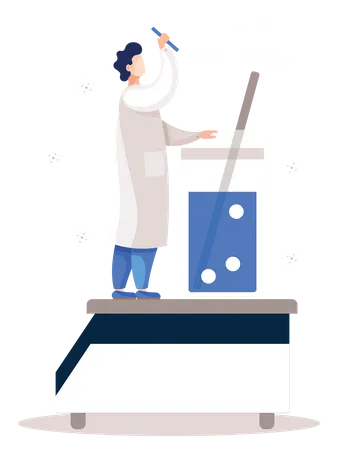 Trabajador de laboratorio haciendo investigación  Ilustración