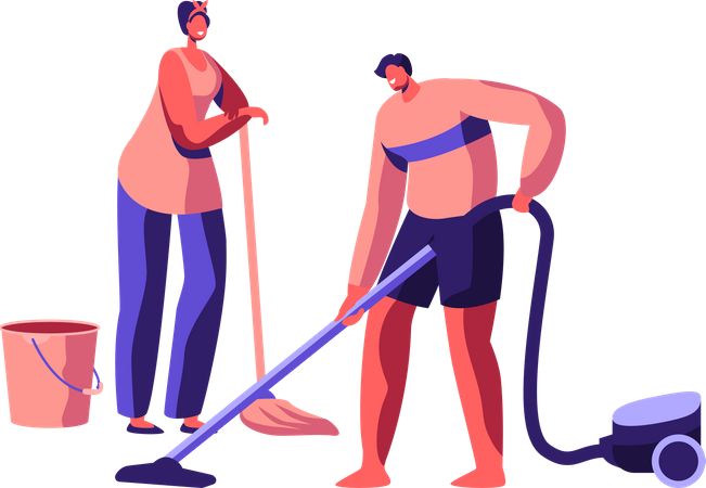 Trabajador de limpieza  Ilustración